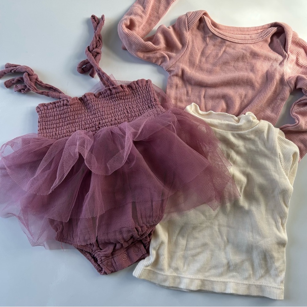 Angel Dear Baby Girl Romper Tutu, Shirt, and Bodysuit 3-6 months
